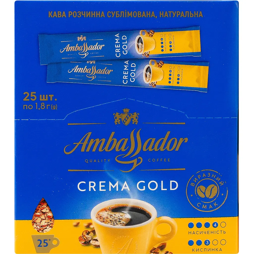 Кава розчинна Ambassador Crema Gold натуральна сублімована стік 1.8г х 25 шт. - фото 3
