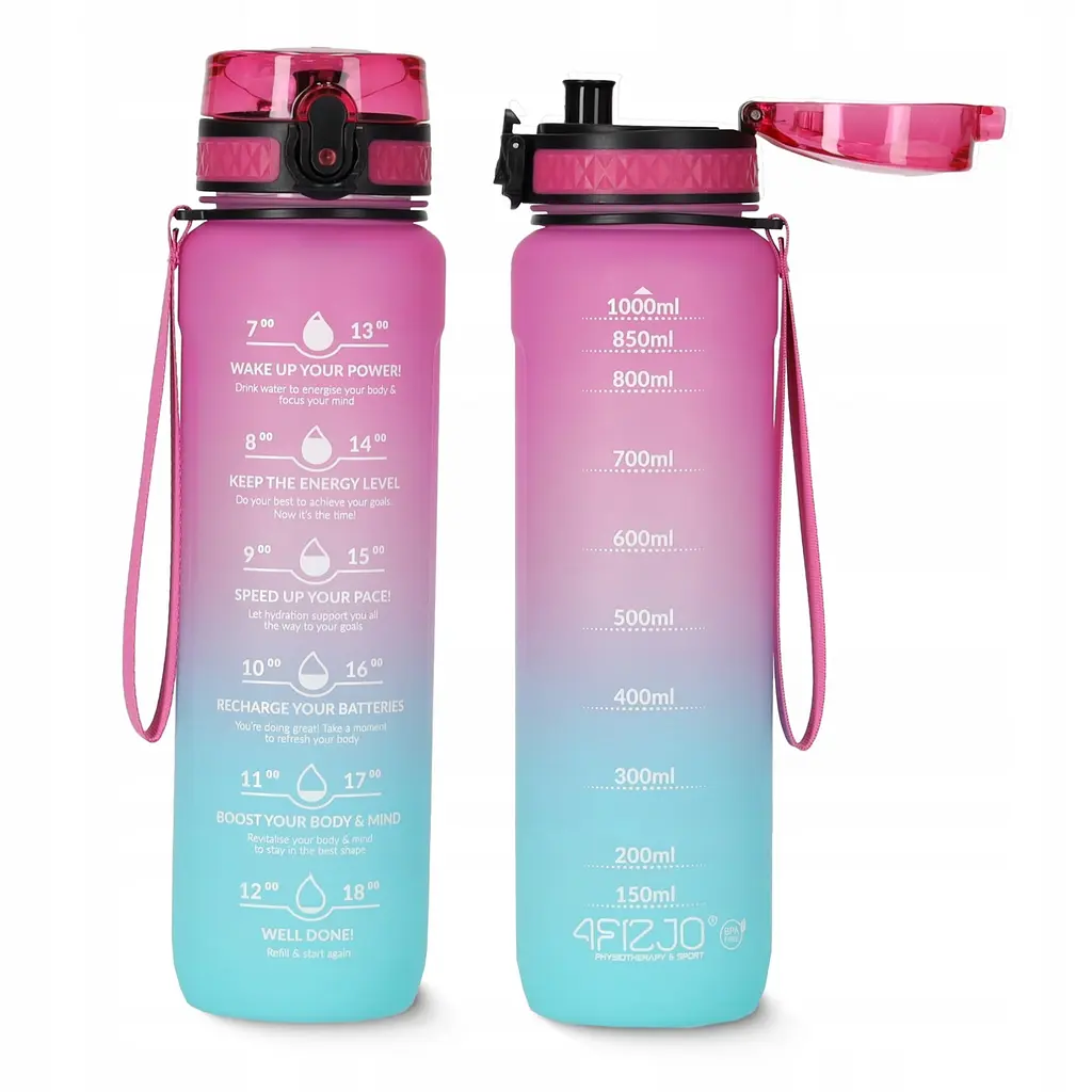 Пляшка для води 4FIZJO спортивна 1000 мл 4FJ0630 Pink/Sky Blue (P-5905973400770) - фото 11