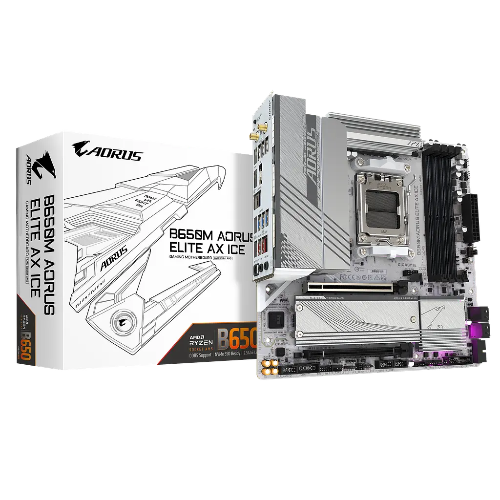 Mатеринська плата Gigabyte B650M Aorus Elite AX Ice Socket AM5 (B650M A ELITE AX ICE) - фото 7