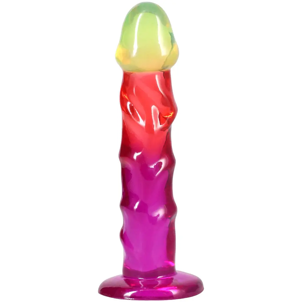 Ділдо Doc Johnson Crystal Jellies 7.5 Inch Rainbow, 19.1 см - фото 4