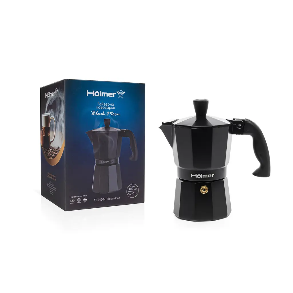 Гейзерна кавоварка Holmer CF-0100-B Black Moon 100 мл чорна (CF-0100-B Black Moon) - фото 3