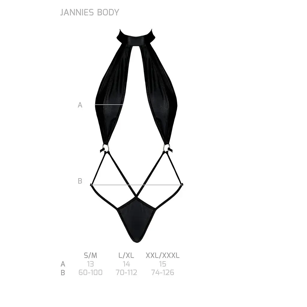 Боді-халтер з екошкіри Passion JANNIES BODY L/XL black - фото 5