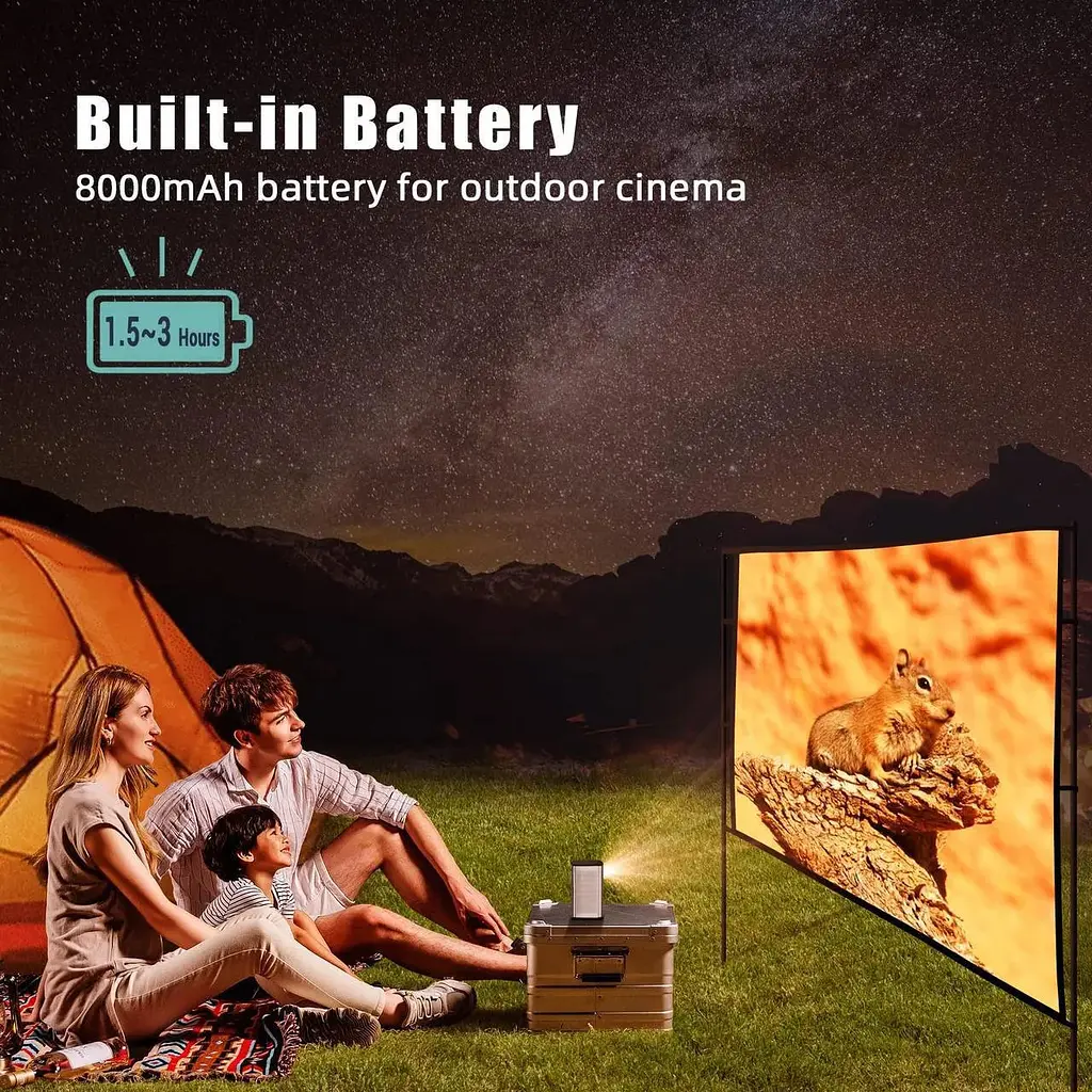 Проектор BYINTEK P70 портативный мини 3D аккумулятор 8000 mAh WiFi Android 9 FullHD 1080 4K - фото 8