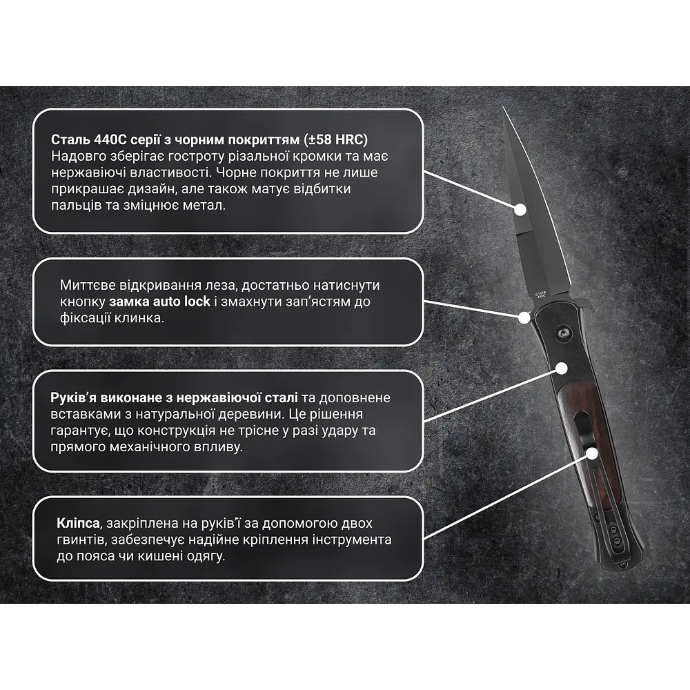 Ніж складаний Ganzo G707B чорний - фото 10