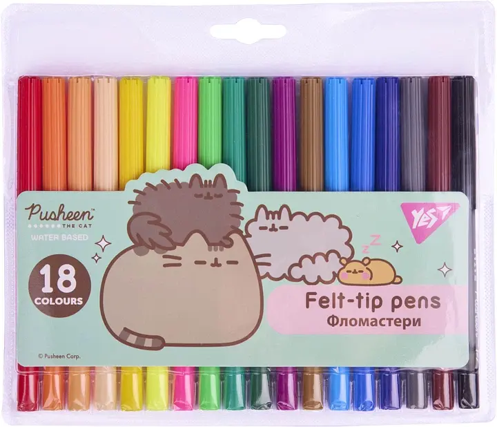 Фломастери "Yes" 18кольор. "Pusheen" №650570