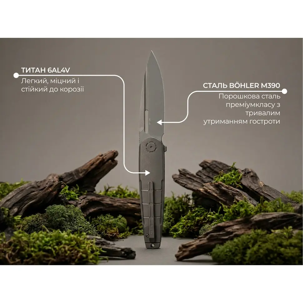 Ніж складаний туристичний Weknife Hull (9.9 см) Bohler M390 / Titanium сірий - фото 11