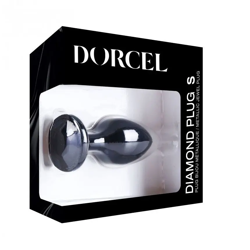 Металева анальна пробка з прикрасою у вигляді кристала Dorcel - Diamond Plug, чорна S - фото 7