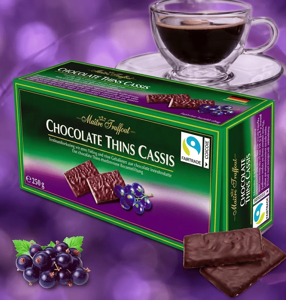 Шоколадні цукерки Maitre Truffout Chocolate Thins Cassis 200г - фото 6