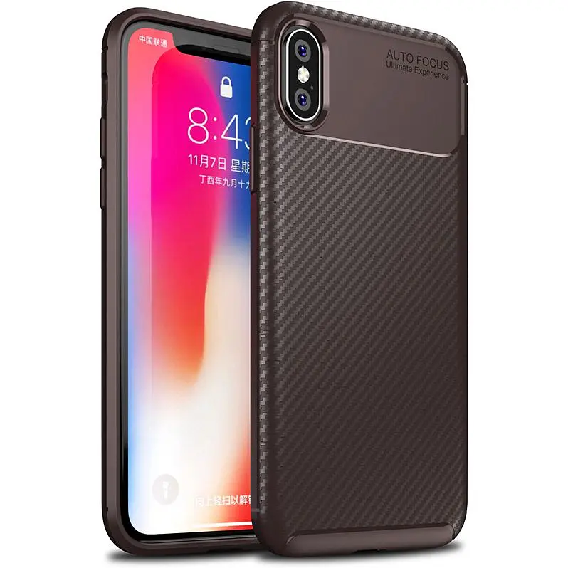 Чохол-накладка Toto TPU Carbon Fiber 1.5 mm Case Apple iPhone X/XS Coffee
