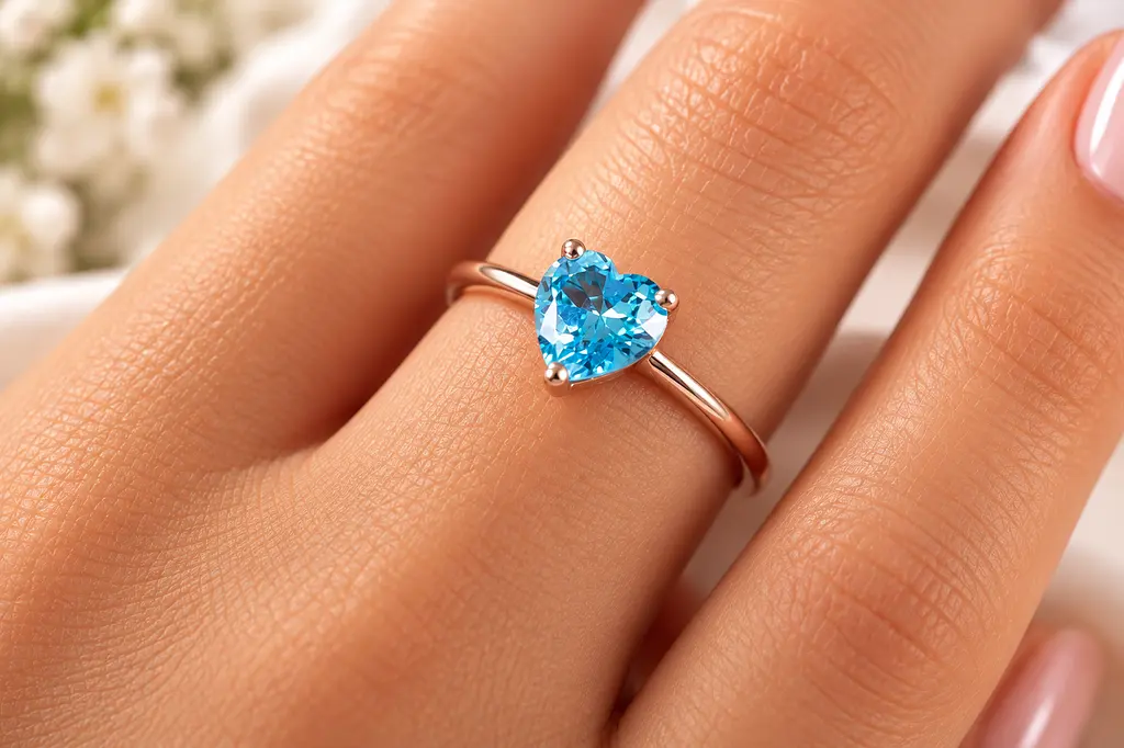 Золота каблучка Jewellery Continent з топазом Swiss Blue у формі серця 15.5 (К-0939) - фото 4