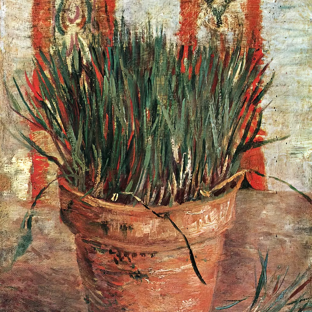 Інтер'єрна картина Горщик з цибулею, Вінсент ван Гог, Vincent van Gogh, Flowerpot with Chives, інтер'єрний декор, 60×45 см (id6819) - фото 6