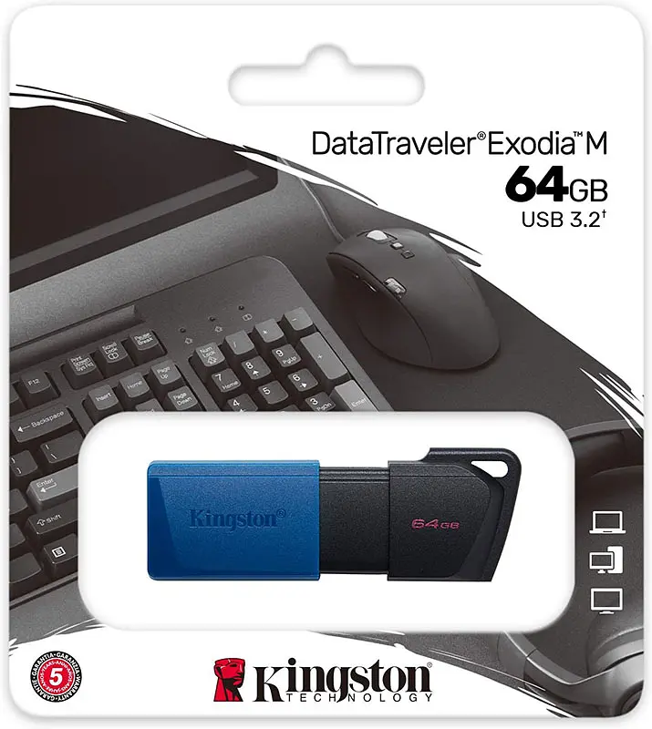 USB Flash Kingston DT Exodia M USB 3.2 64GB Black/Blue - фото 3