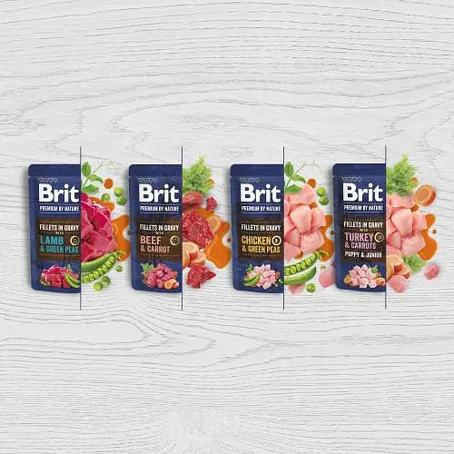 Вологий корм Brit Premium Fillets in Gravy Chicken & Green Peas для собак малих порід, філе в соусі з куркою та горошком, 85 г - фото 5