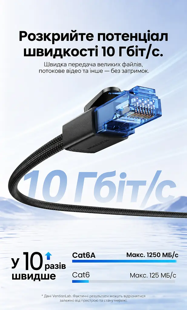 Сетевой патч-корд Vention 10 м Ethernet RJ45 штекер на RJ45 штекер Cat6A UTP до 10 Гбит/с текстурированная нескользящая оболочка позолоченные контакты чёрный (ISCBL) - фото 10