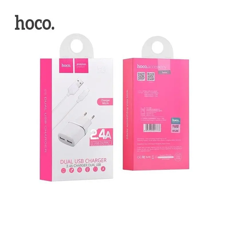 Зарядное устройство Hoco C12 набор с кабелем micro 2 USB-порты - фото 7