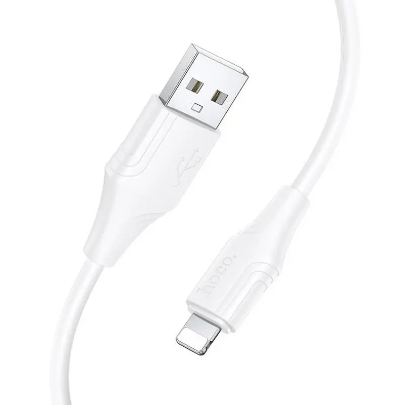 Дата кабель Hoco X124 Bien silicone USB to Lightning 2.4A (1m) White - фото 2