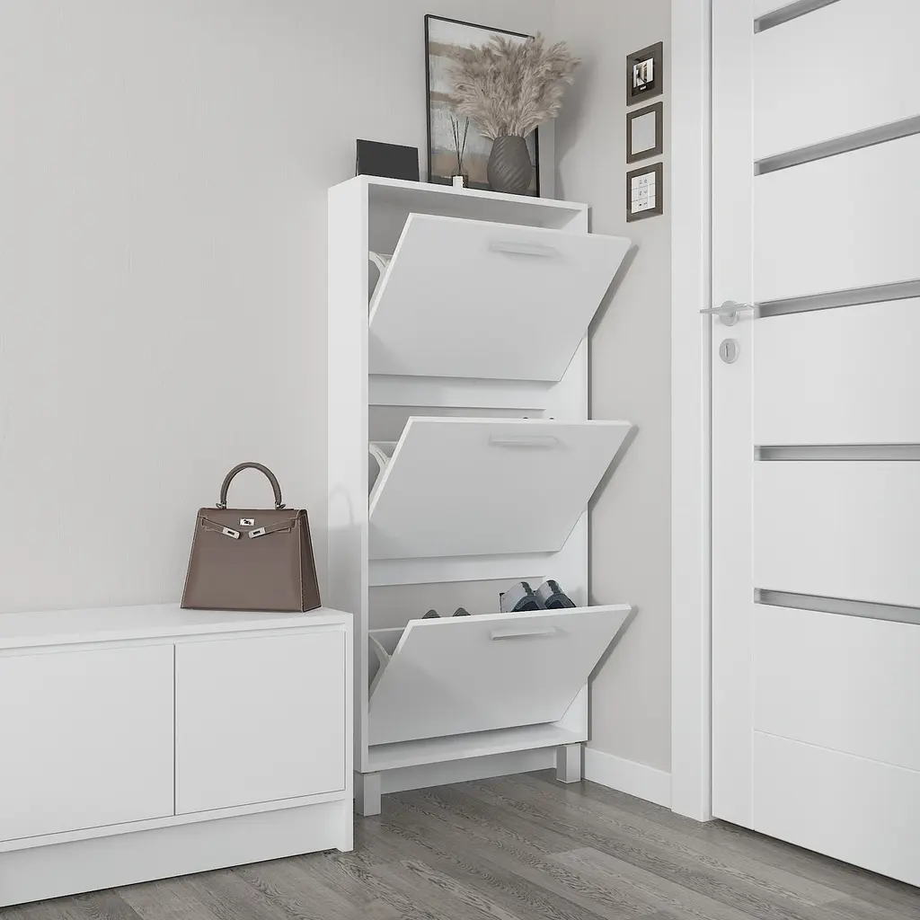 Полиця для взуття Flamecame підлогова з ДСП F-160 Білий - фото 2