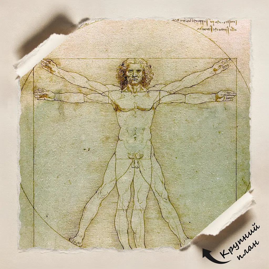 Інтер'єрна картина Вітрувіанська людина, Леонардо да Вінчі, Leonardo da Vinci, Vitruvian Man, інтер'єрний декор, 60×43 см (id6952) - фото 5