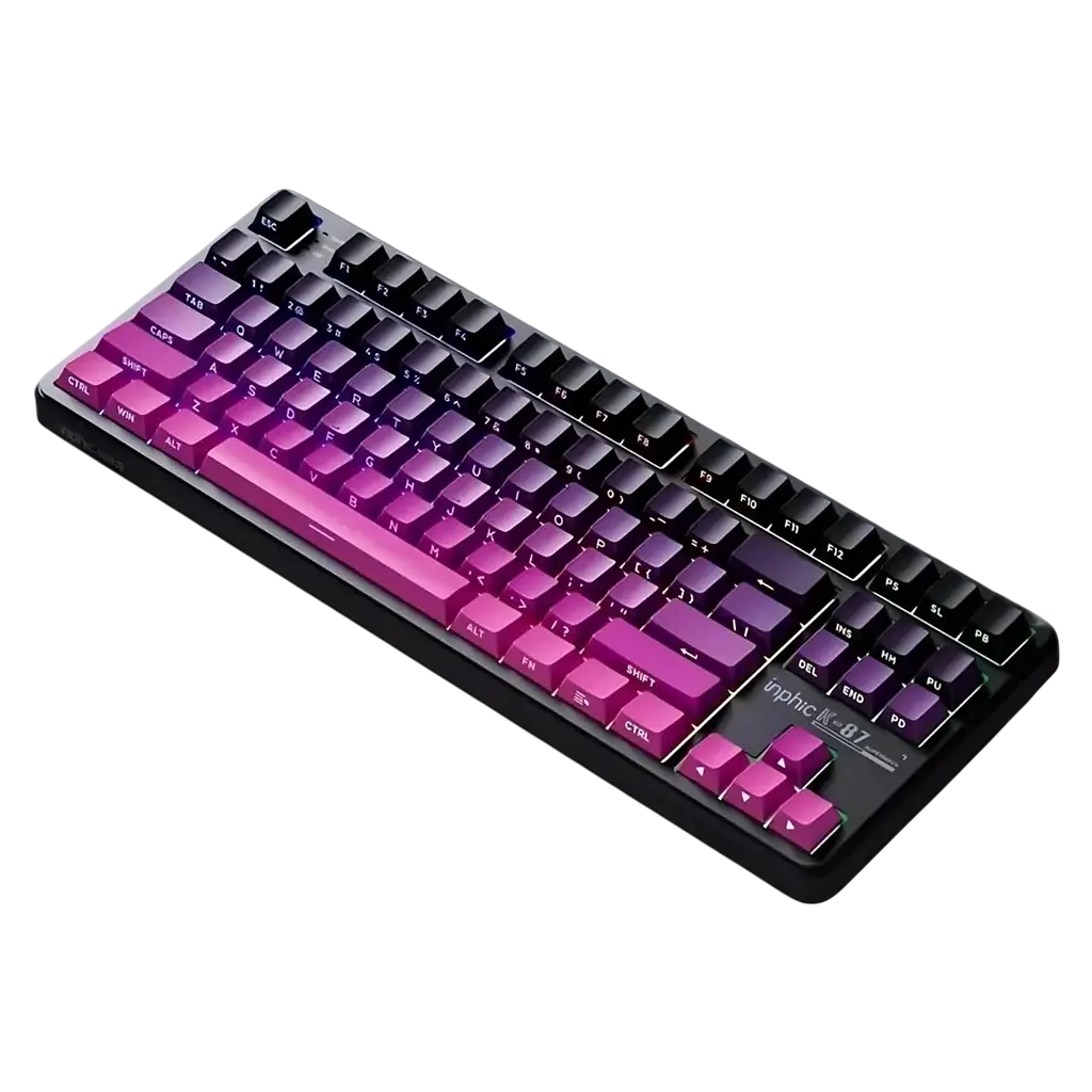 Клавіатура INPHIC K87 Black-Gold Switch Side Printed Gradient Black Pink - фото 2