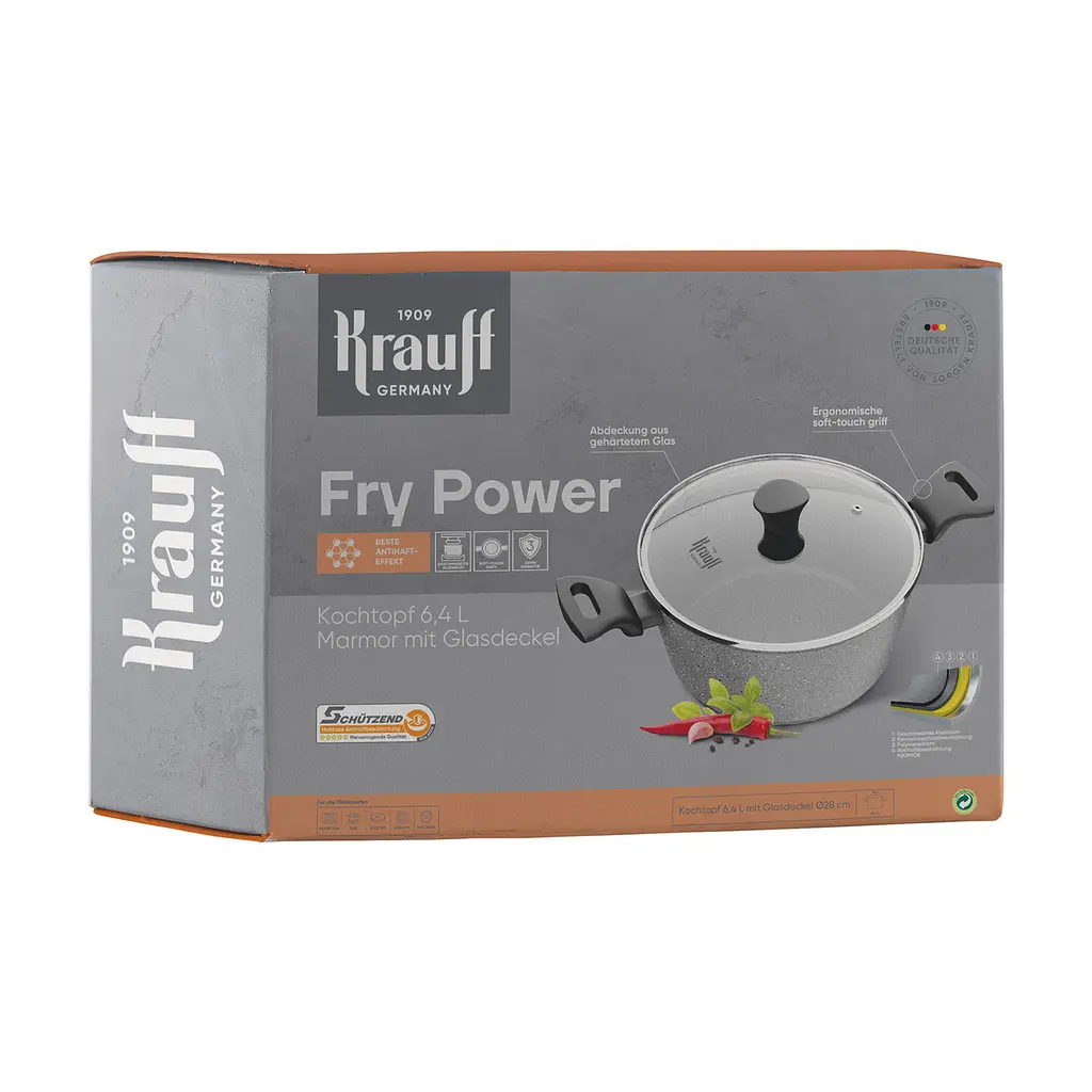 Набір каструль з ківшем 6,4л, 4,2л, 1,1 л Fry Power Krauff + Скляні склянки та терка прямокутна - фото 5