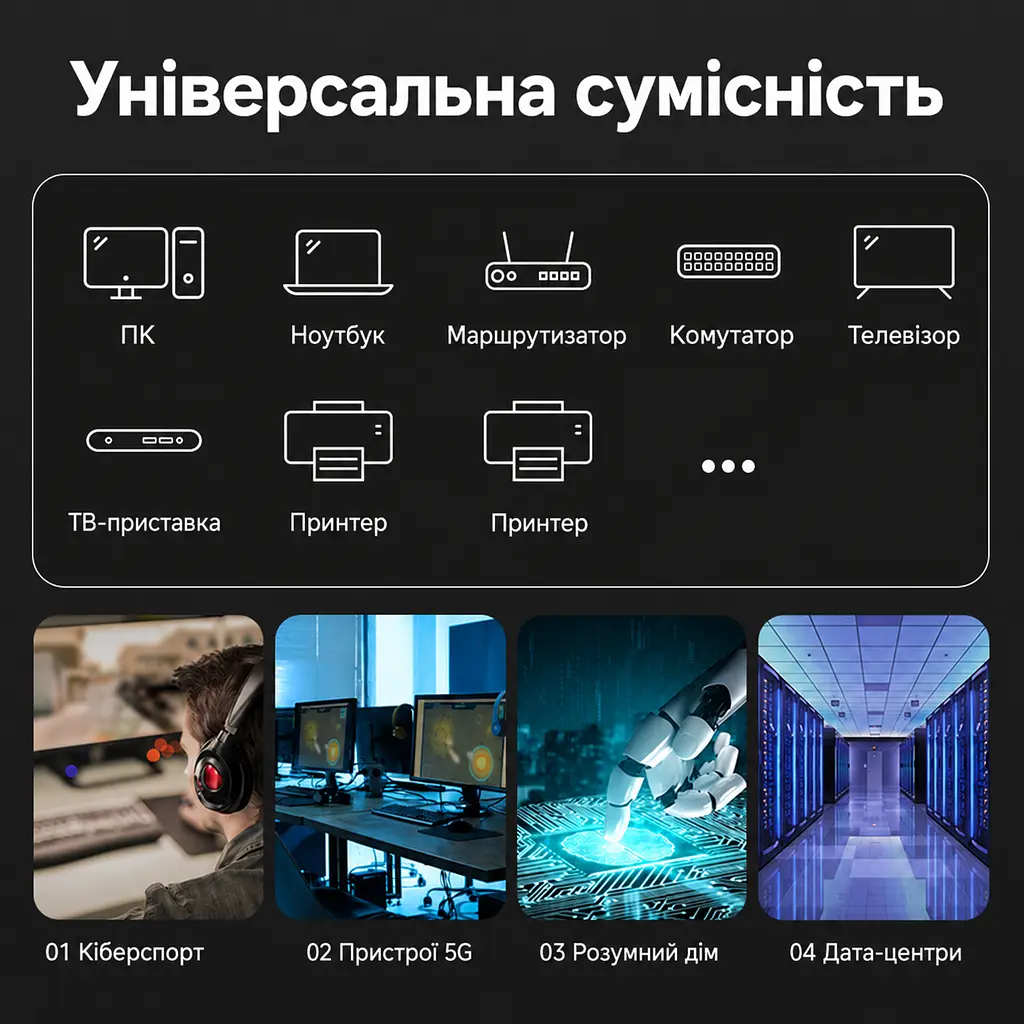 Сетевой кабель Ethernet Vention 10 м патч-корд RJ45 штекер на обоих концах Cat.8 до 40 Гбит/с 2000 МГц с экранированием S/FTP проводники из бескислородной меди позолоченные контакты чёрный (IKABL) - фото 11