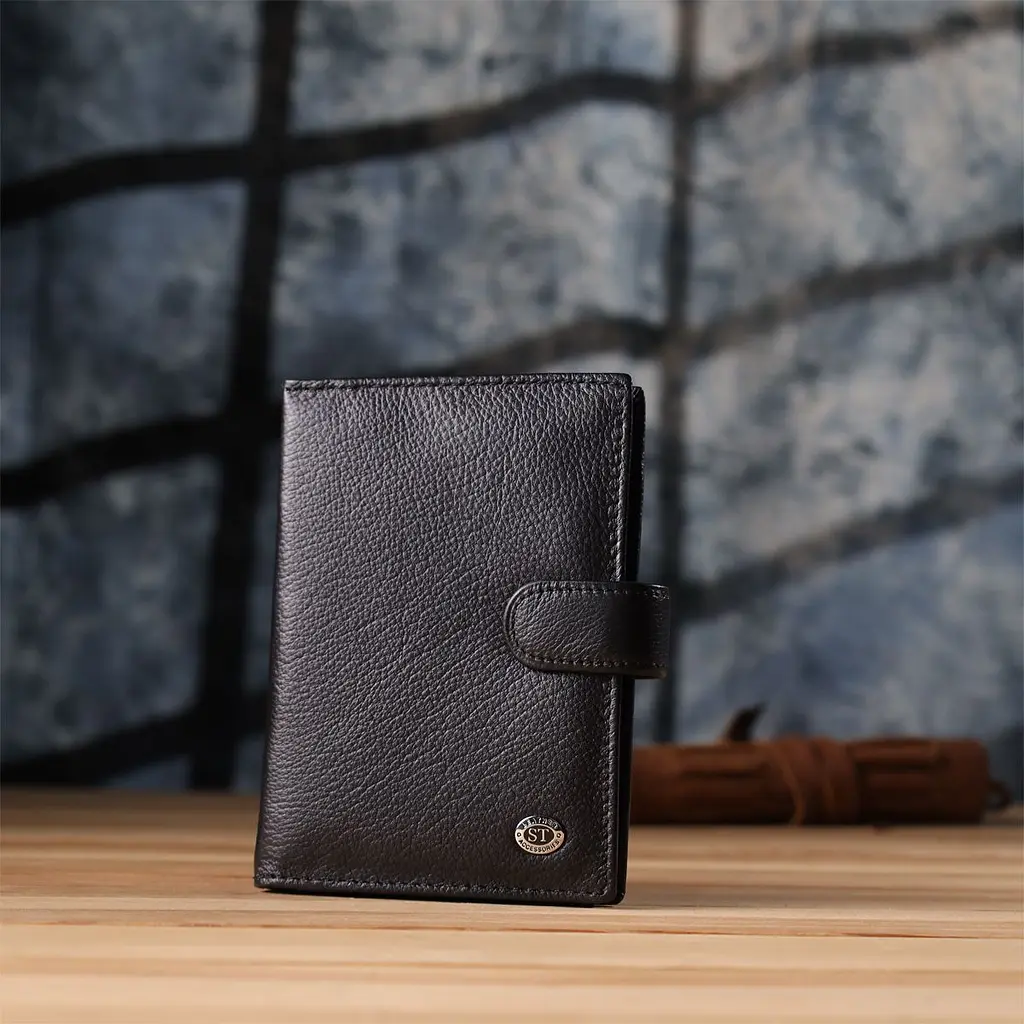 Містка обкладинка на документи унісекс з натуральної шкіри ST Leather 23116 чорна - фото 9