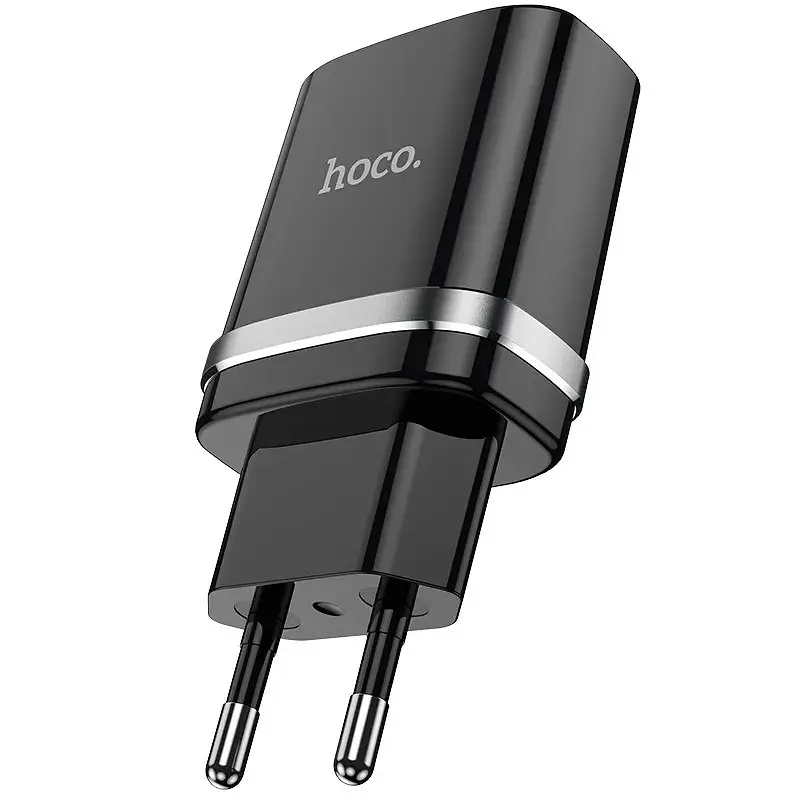 Мережевий зарядний пристрій Hoco N1, 12W 2.4 A з USB-роз'ємом і кабелем Type-C чорний - фото 5