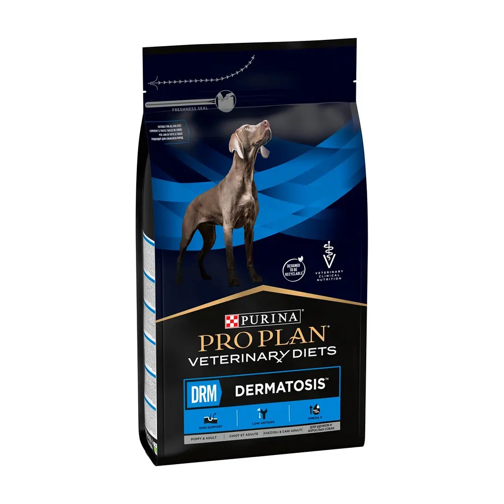 Сухий корм для собак Purina Pro Plan Veterinary Diets DRM Dermatosis Для підтримання функції шкіри при дерматозах та надмірному випадінні шерсті 3 кг (7613035156289) - фото 3