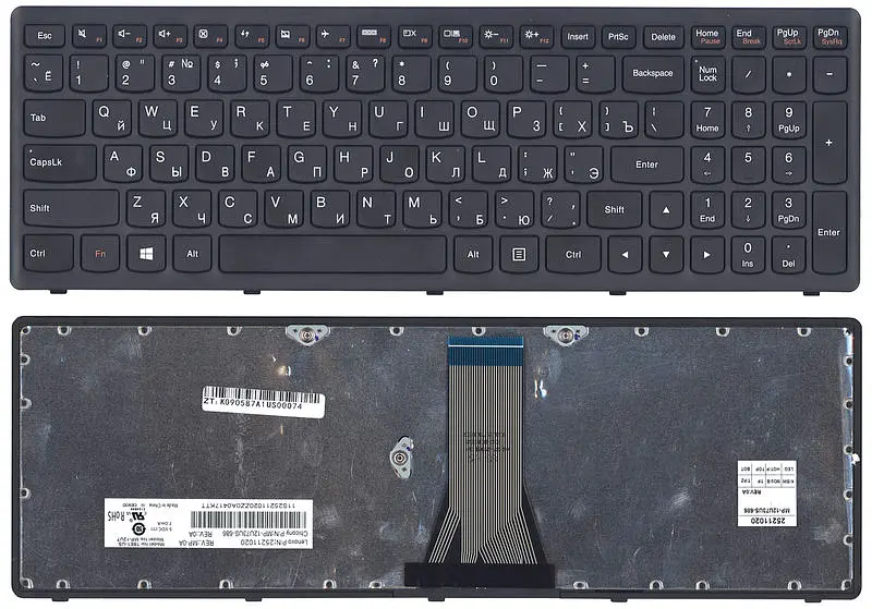 Клавіатура для ноутбука Lenovo IdeaPad (G505S, Z510), Чорна, (Чорна рамка) - фото 3