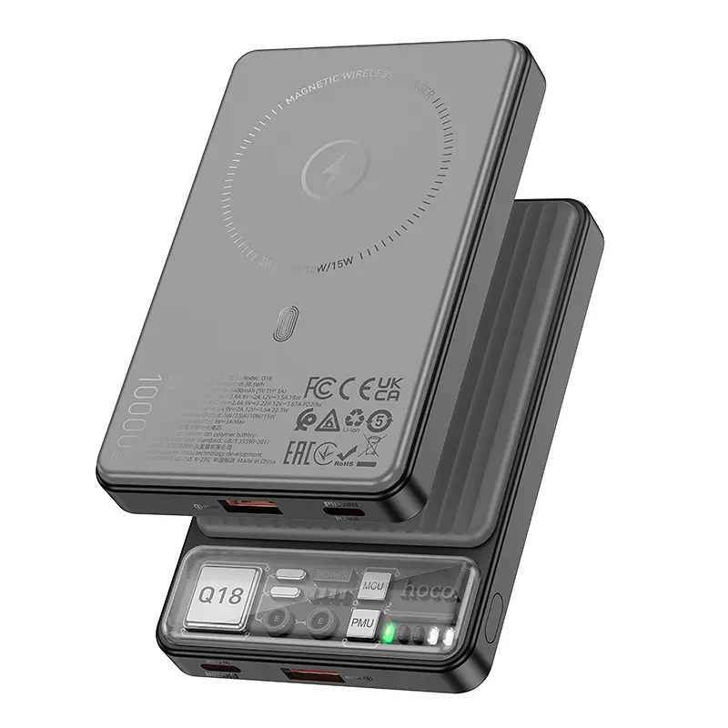 Power Bank Hoco Q18 Tourer 22.5W fully compatible power bank with magnetic fast cha (10000mAh) Black