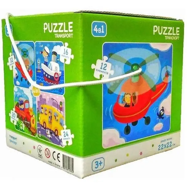 Пазлы 4 в 1 DoDo Toys Транспорт 12, 16, 20, 24 элемента (300132) - фото 2