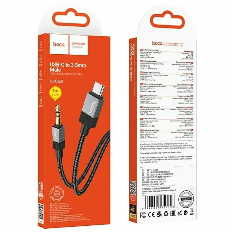 Кабель Hoco UPA32B Clever digital audio conversion cable Type-C Black - фото 2