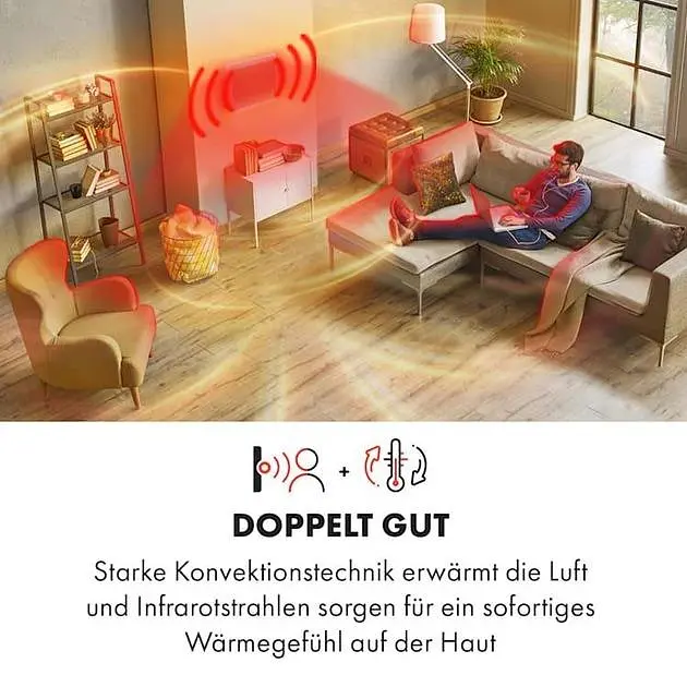 Конвекторный обогреватель Klarstein Hot Spot Slimcurve Double Wave 2 в 1 (10035059) - фото 2