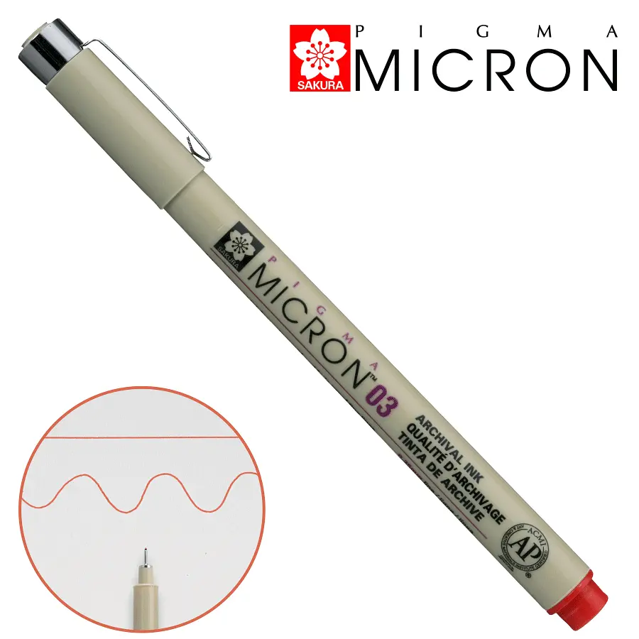 Лінер Sakura PIGMA MICRON (0.3), 0,35 мм червоний