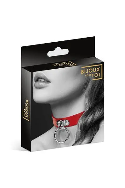 Чокер з кільцем для повідця Bijoux Pour Toi Fetish Red, червоний - фото 3