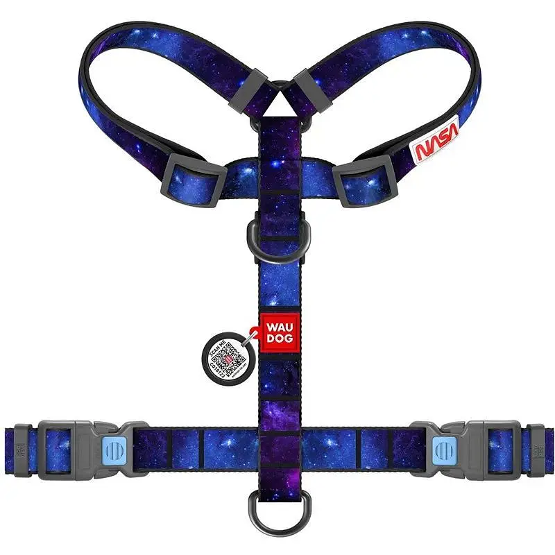 Шлея для собак Waudog анатомічна H-подібна Nylon з QR-паспортом NASA21 L2.5х51-85 см - фото 2
