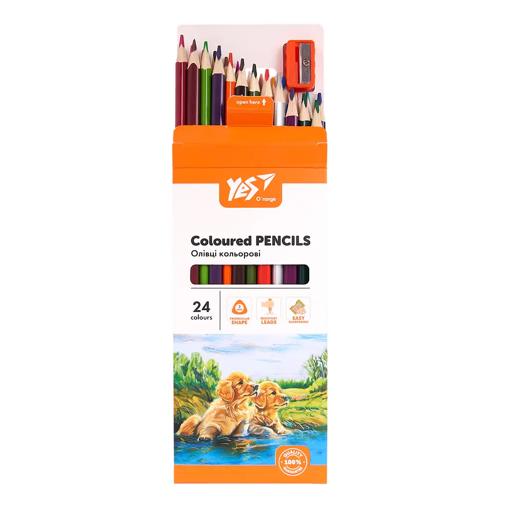 Олівці кольорові YES Orange Line з точилкою 24 кольорів (290754) - фото 4