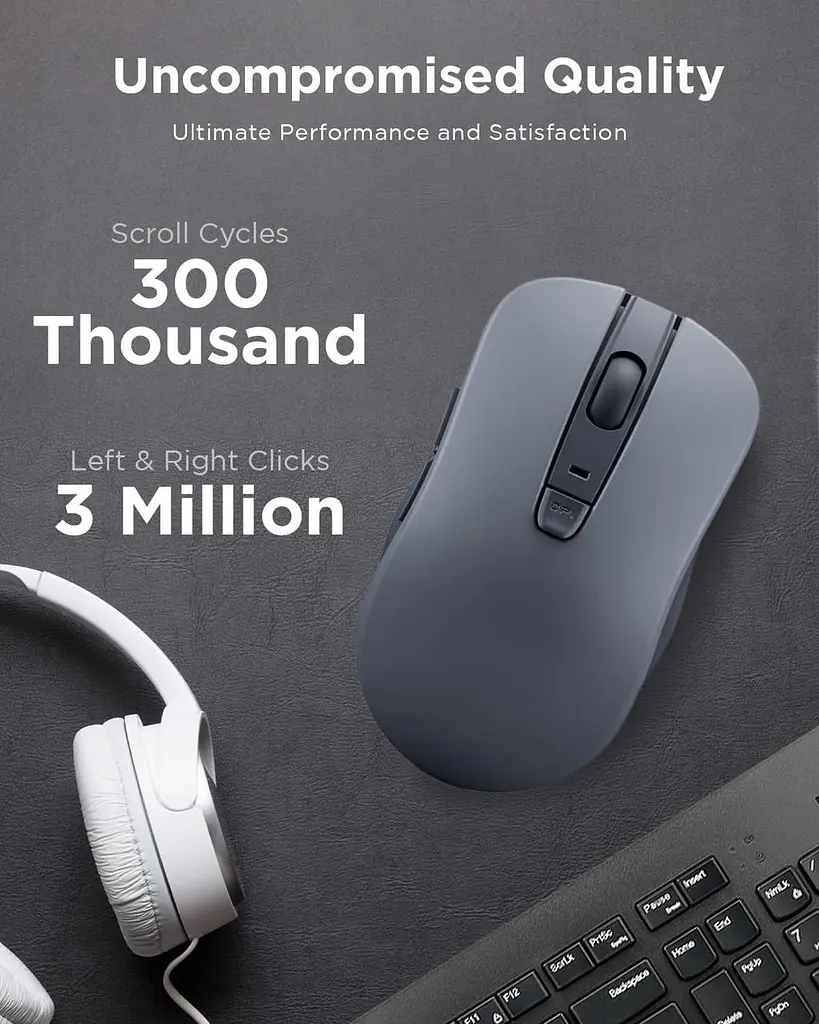 Безшумна Bluetooth-миша Lenovo (WL300) - 5-кнопкова комп'ютерна миша з безшумним клацанням лівої та правої клавіш - ергономічний д - фото 3