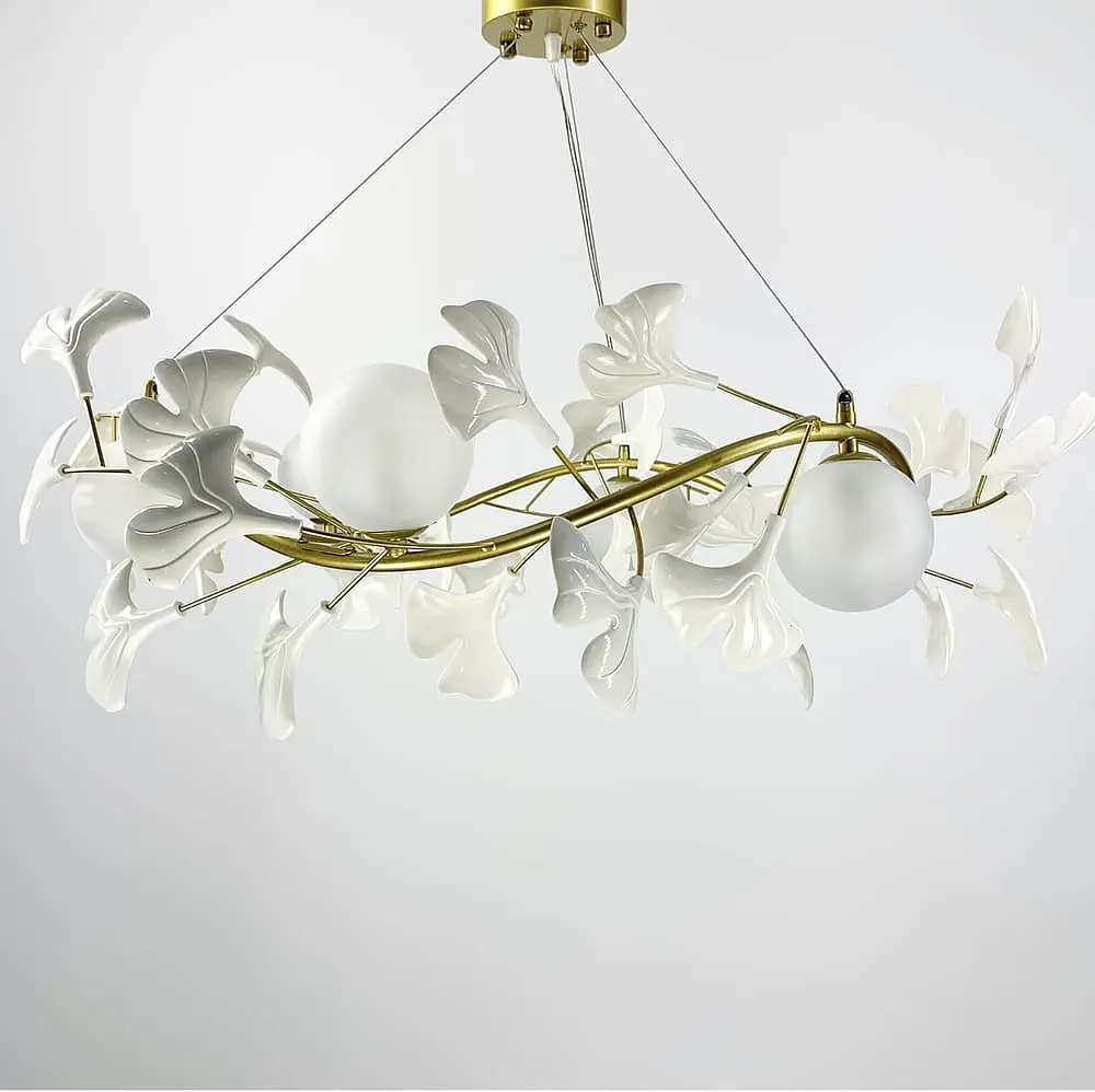 Подвесная люстра во флористических мотивах в корпусе кольцо Ø 75 см | Ст. D7370-750 GD Line F - фото 3