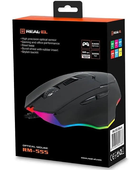 Миша Real-EL RM-555 USB Black (RM-555 USB Black) - фото 10