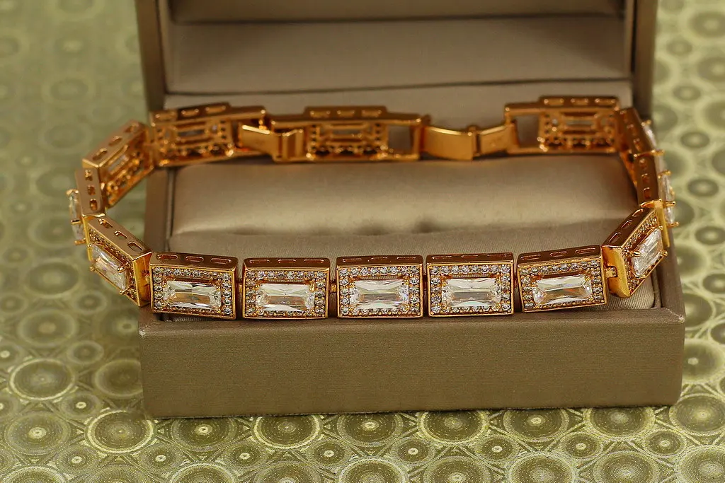 Браслет Xuping Jewelry Прямокутні багети 17,5 см 8 мм золотистий