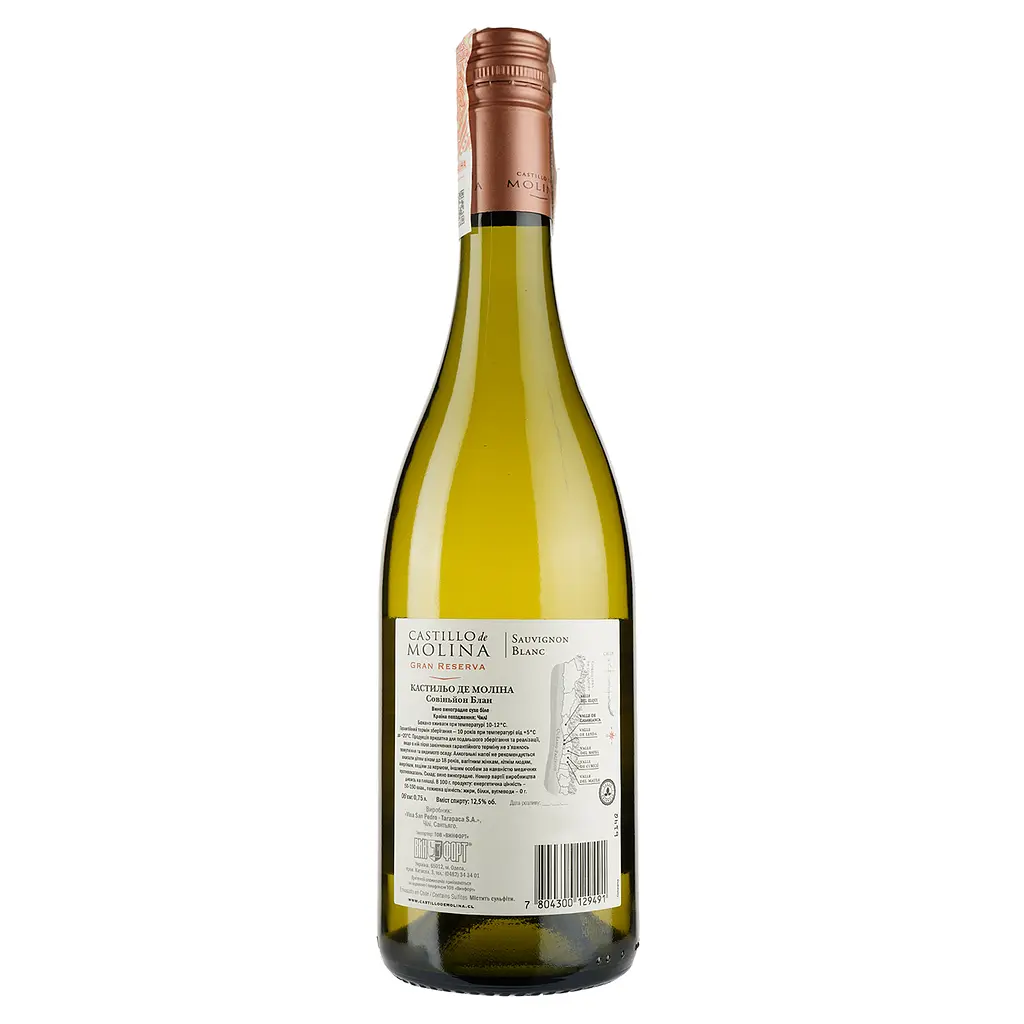 Вино Castillo de Molina Sauvignon Blanc, белое, сухое, 11,5-14%, 0,75 л - фото 2