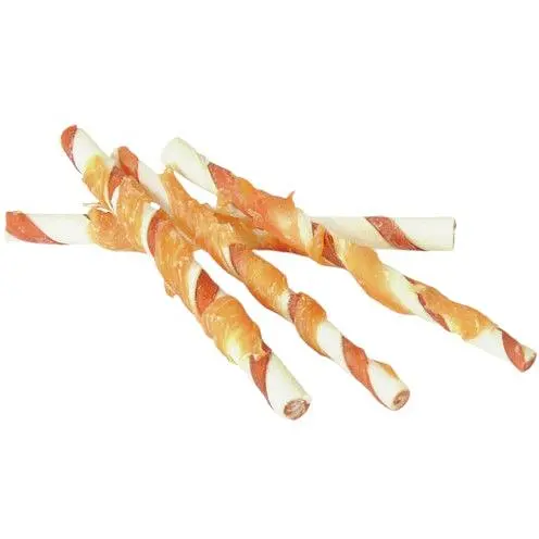 Снек для собак Camon двухцветные винтовые палочки из говяжьей кожи и свинины обмотанные курицей 80 г  - фото 2