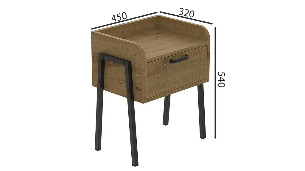 Тумба модульная Ferrum-decor Бетти 540x450x320 металл Черный ДСП Дуб Дуб Артизан 16 мм (FRD-105507) - фото 4