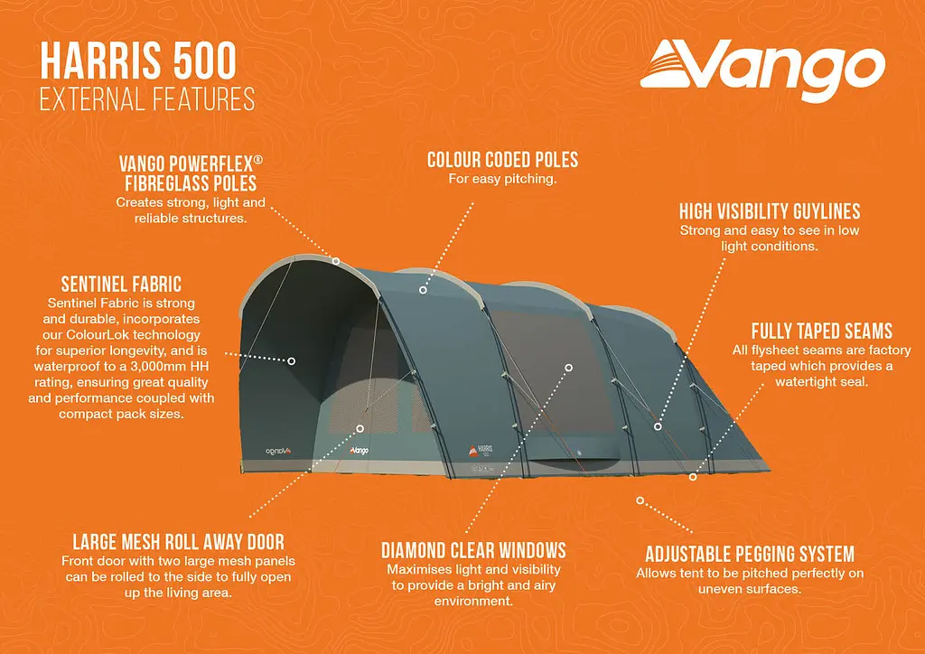 Намет п'ятимісний Vango Harris 500 Mineral Green (TETHARRIS000002) - фото 14