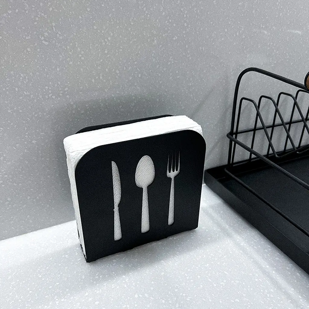 Серветниця металева Nice & Cozy Bistro M для серветок 12х12 см чорна - фото 3