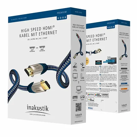 Кабель HDMI v.2.0a Inakustik Premium High Speed ​​HDMI Cable with Ethernet 1,5m - фото 2