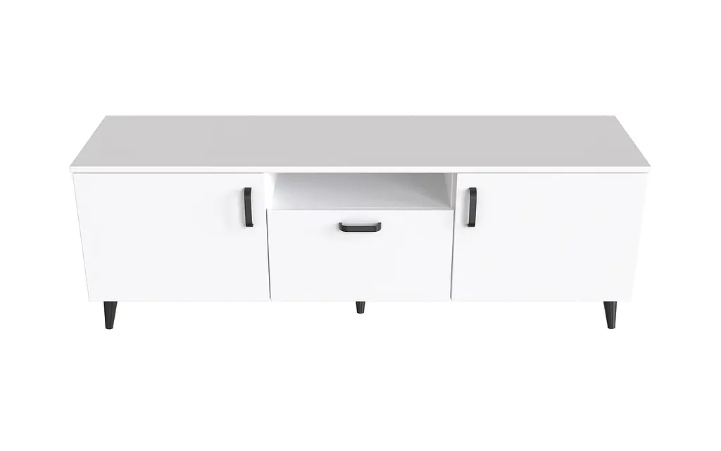 Тумба Лестер на конусных ножках Ferrum-decor 48x139x38 Черный металл ДСП Белый 16 мм (FRD-106807) - фото 3