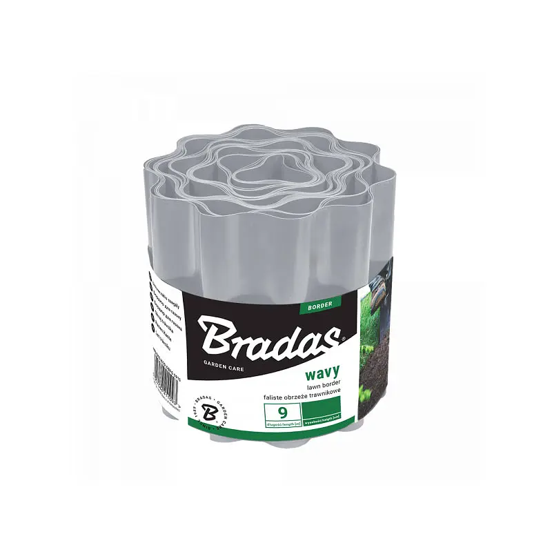Бордюр хвилястий газонний Bradas 9 м х 10 см світло-сірий OBFLGY 0910