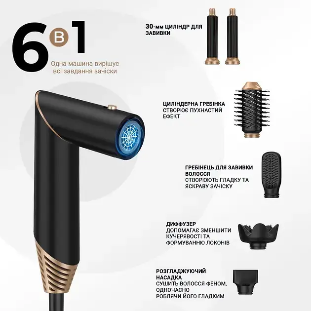 Багатофункціональний стайлер для волосся Hot Air Styler 6в1 - фото 5